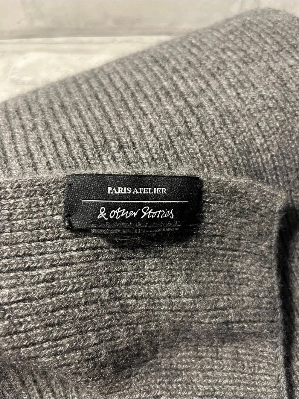 & Other Stories Grey Ribbed knit scarf  60 inches long